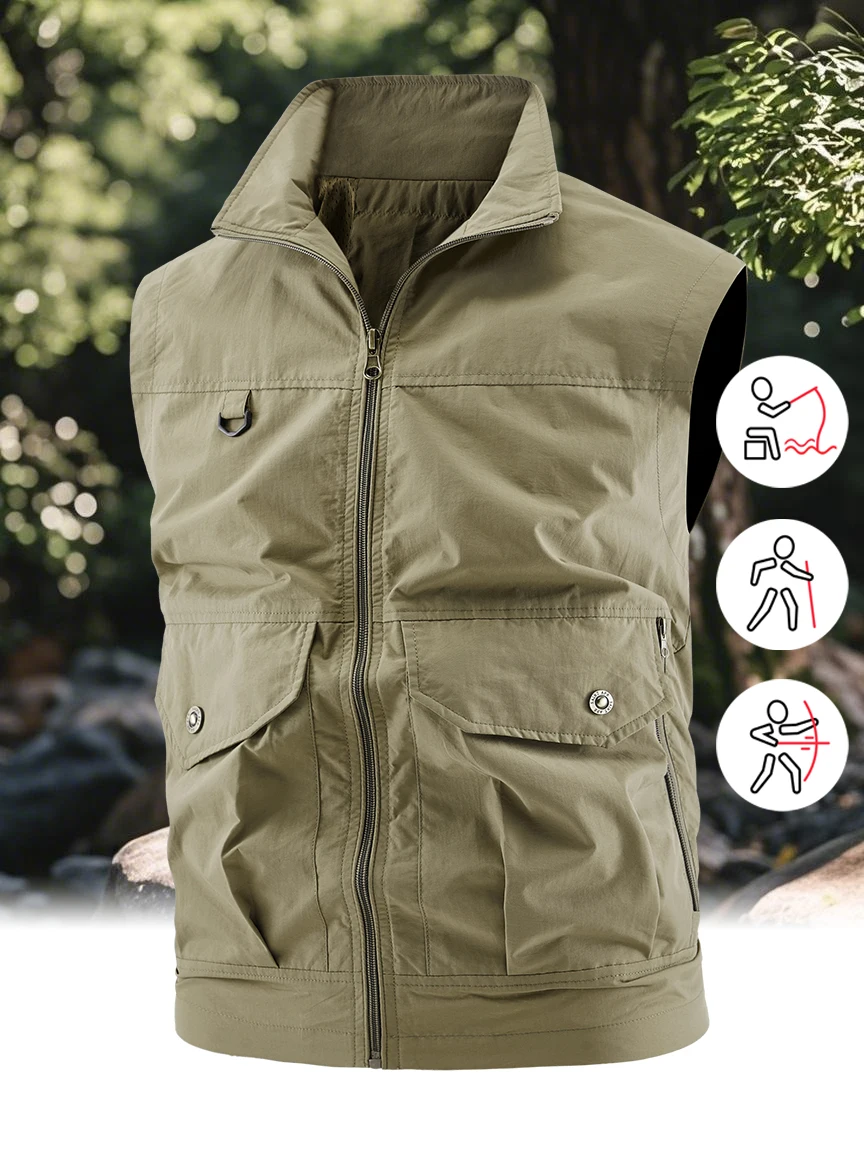 Men's Fishing Vest Travel Vest with Pockets Outdoor Work Photo Cargo Fly Summer Hiking Camping Jacket Mesh Breathable M-6XL hiking vest fisherman vest