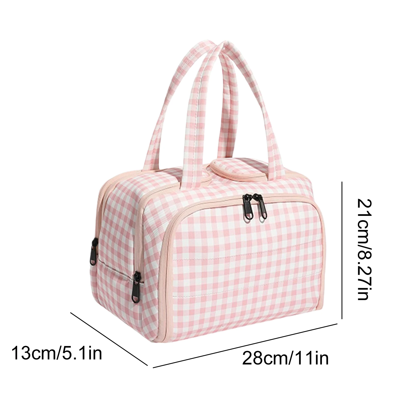 Double Wide Four Opening Large Capacity Portable Travel Storage Bag with Zippers & Compartment Cosmetic Wash Bag for Women Girls