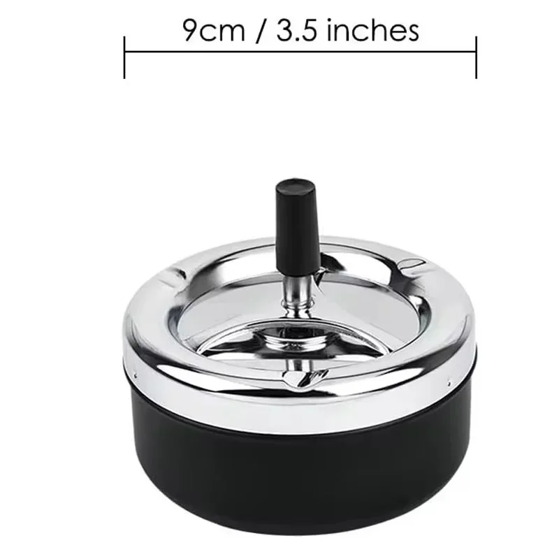 Metal Ashtray Round Rotating Self-Clearing Smokeless for Office Men metal ashtray cigarettes ashtray
