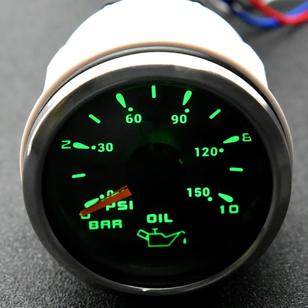 7 Color Light 52MM Pointer Oil Press Meter 0~10 Bar 0~150 PSI Oil Pressure Gauge