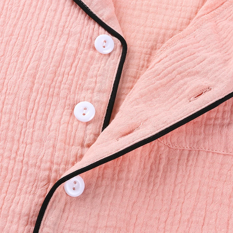 Cotton Pajamas Set Kids Pajama Sets for Boys Girls 3-8T pure color cotton linen Outfits Set Short Sleeve Blouse Tops+Shorts Sleepwear Pajamas Soft