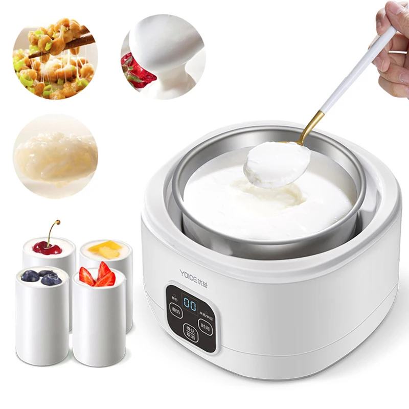 1.0L Automatic Yogurt Maker Household Multifunctional Yogurt Machine Rice Wine Natto Machine DIY Tools with Jars 220V