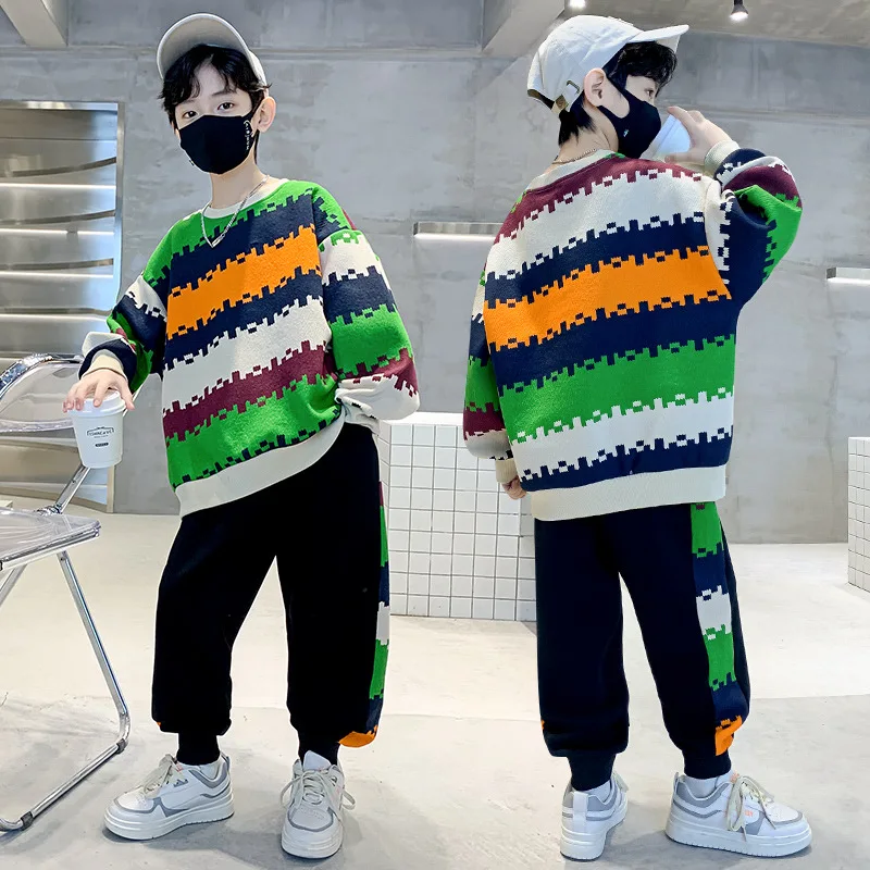 

Toddler Children Boys Girls 2023 Spring Fall Round Collar Sweatshirt+Pant Casual Sports Suit Kids Clothes Baby Girl Outfit Set