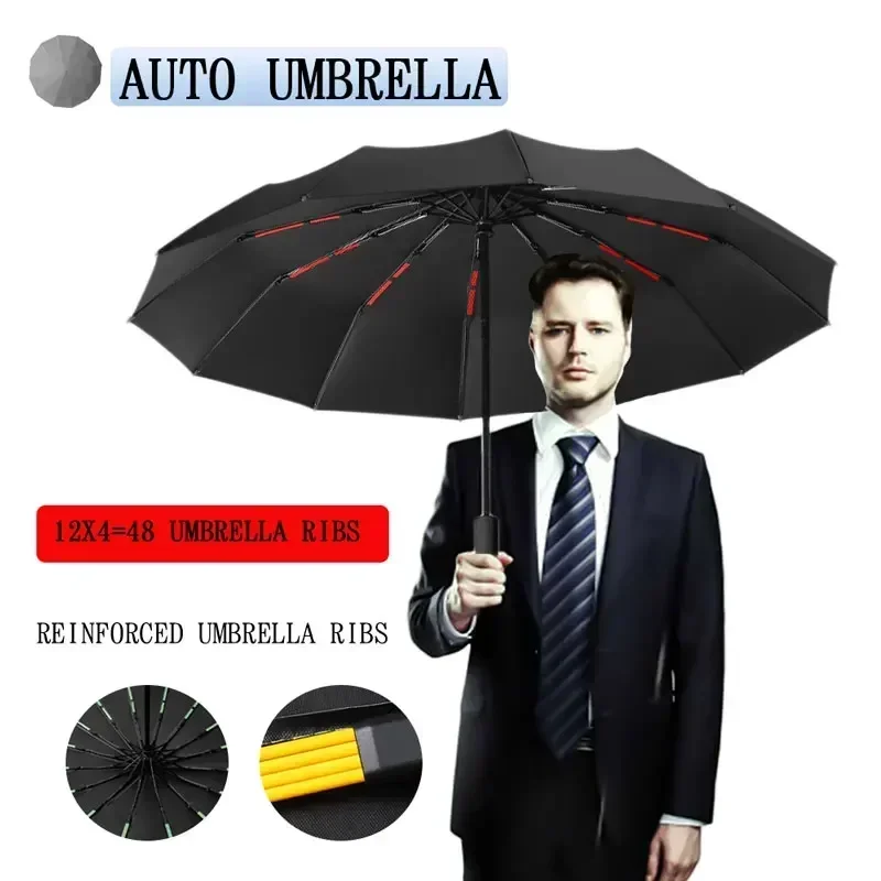 

Strengthened Umbrella Strengthen 72 Umbrella Ribs Windproof and UV-proof Increase Men's and Women's Automatic Folding Umbrellas