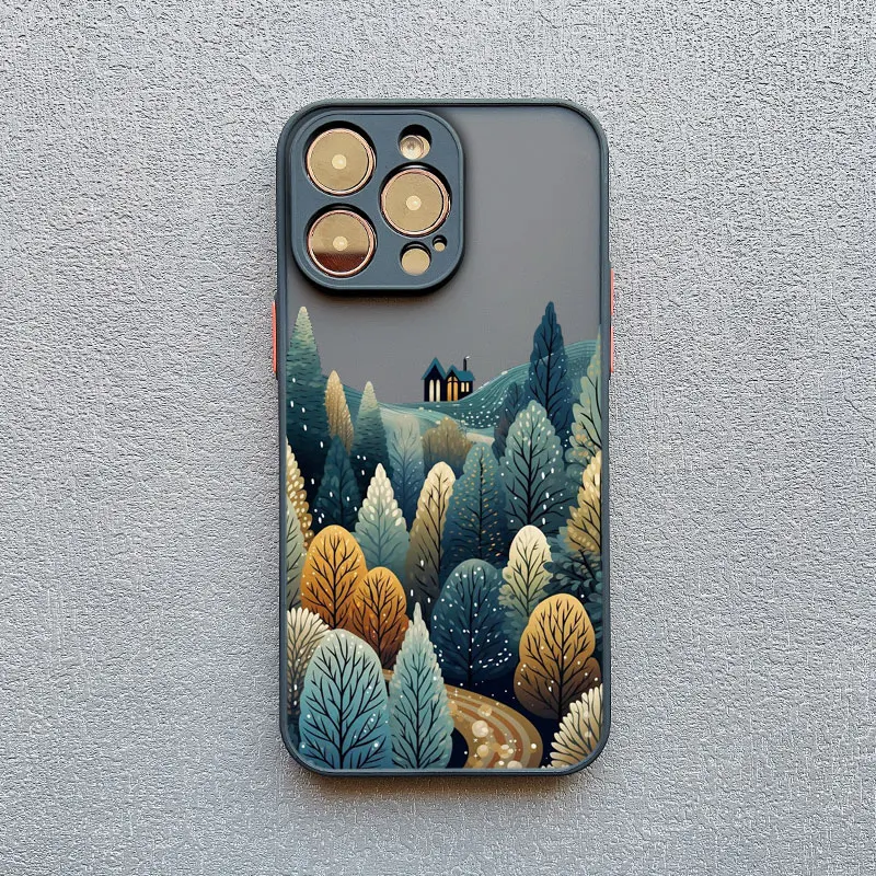Schneefälle Waldland schaft Handy hülle für iPhone 16 15 14 13 12 11 pro max mini x xr xs 15 7 8 plus stoß feste Schutzhülle – Detail 2