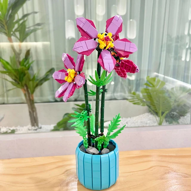 2023 Bouquet Rhododendron Flower Building Blocks Pot Plants Succulent  Plants Home Decoration City Creativity Bricks Kids Toys - AliExpress