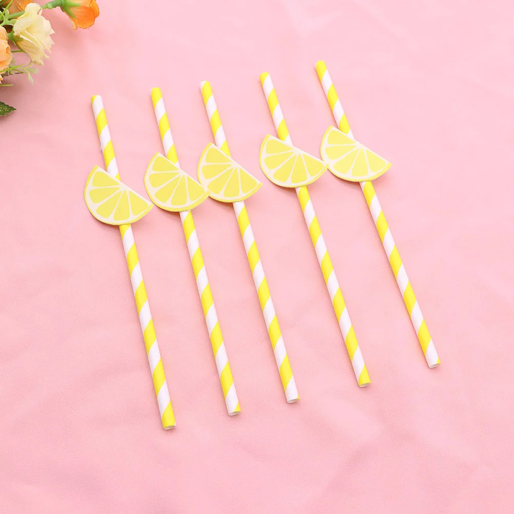 30pcs Hawaii Straws Fruit Paper Straws Party Supplies for Drinking