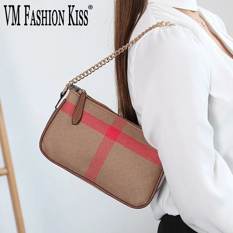 

VM FASHION KISS классическая сумка для подмышек полосатая Холщовая Сумка на плечо из искусственной кожи с цепочкой летние женские Сумки Роскошные кошельки и сумочки