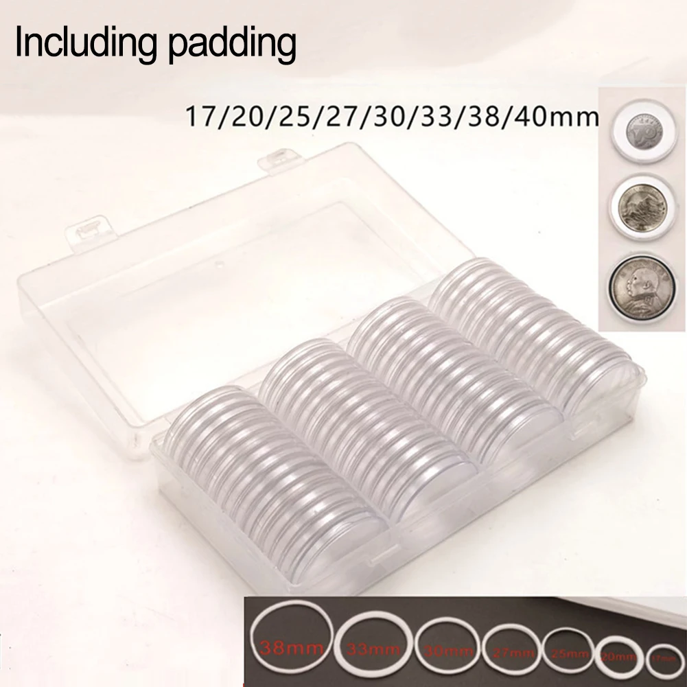 

60pcs 40mm Coin Capsule Holder Organizer Storage Box For Commemorative Coin Capsules Medal Collection Case Container Boxes