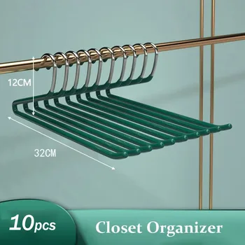10 pezzi in acciaio inox pantaloni appendiabiti pantaloni organizzatore armadio appendiabiti stendibiancheria armadio risparmia spazio 1