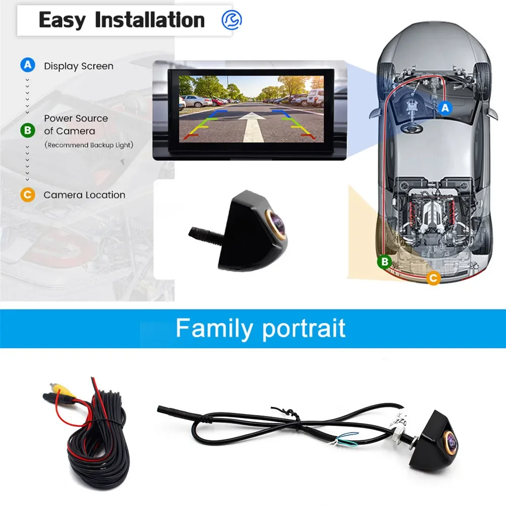 Rear view camera AHD 180 Degree Fisheye Lens Night Vision 1080P AHD Vehicle Rear View Camera Metal 4 PIN For Android DVD