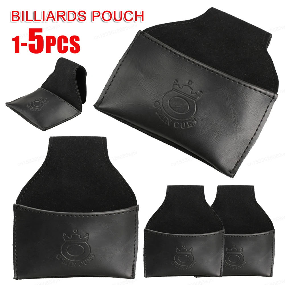 Poudres de porte-craie en cuir de billard noir avec clip, accessoires de billard, 9.5x5cm, 1-5 pièces