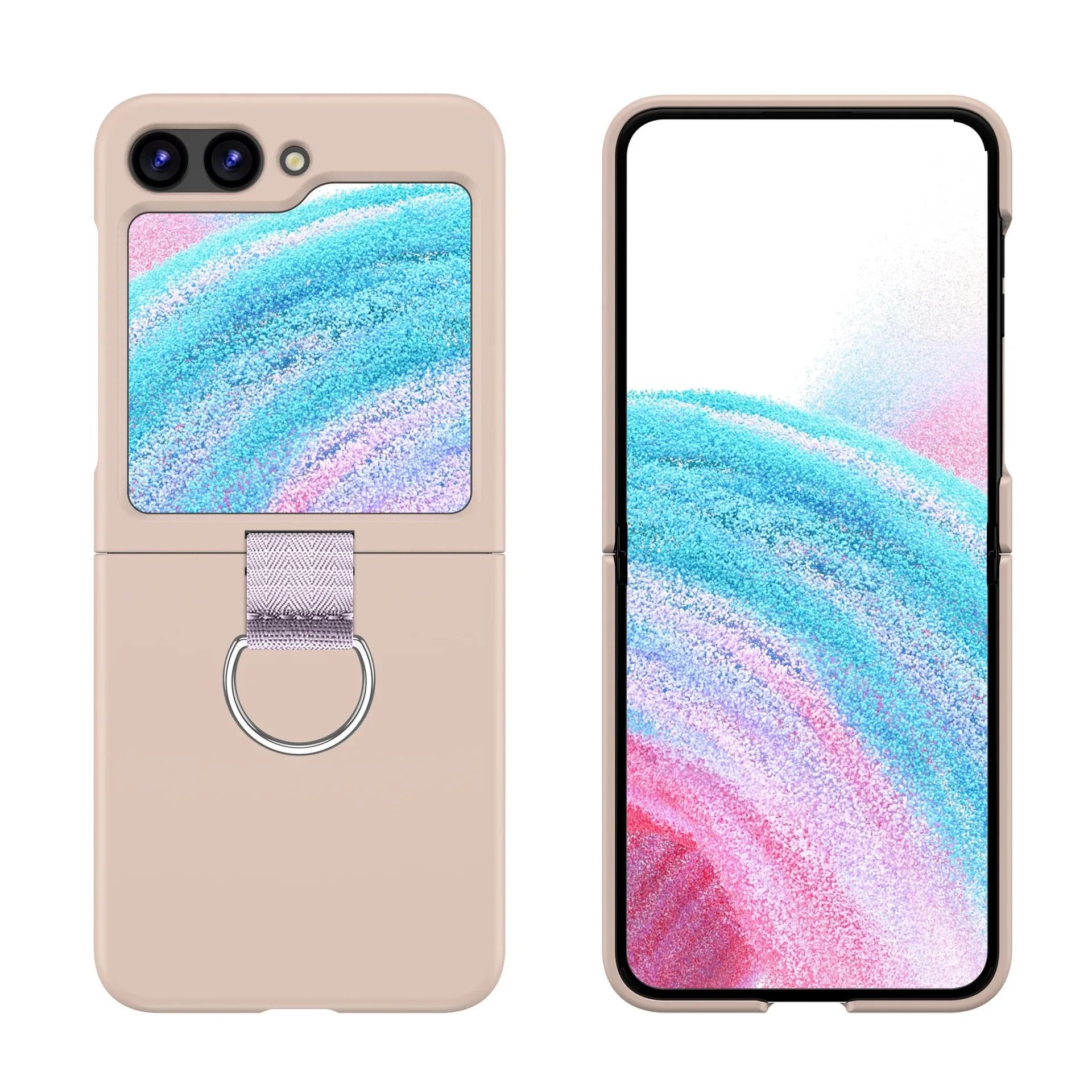 Matte Solid Color Ring Holder Shockproof Silicone Case - Korean Style