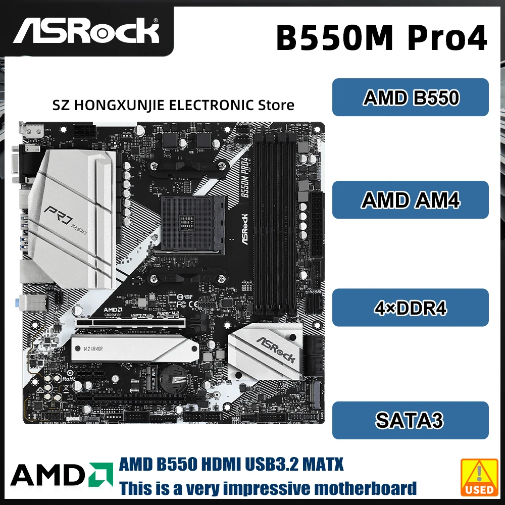 ASRock B550M Pro4 AMD Ryzen 5000/3000 M-ATX Motherboard