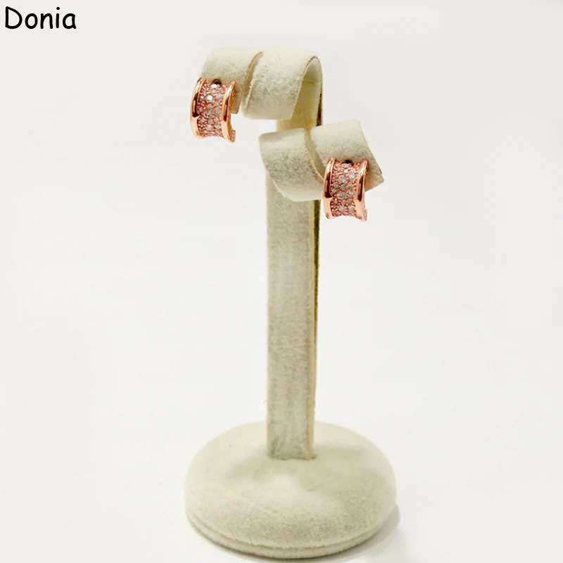 Donia Jewelry European and American Fashion Creative Titanium Micro-Inlaid Zircon Earrings Silver Needle Luxury Accessories