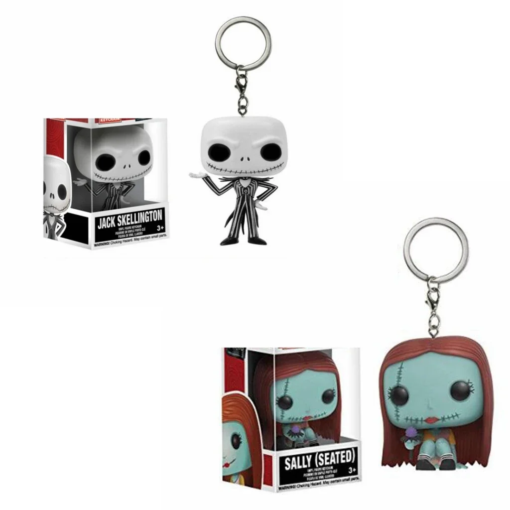 Funko Disney The Nightmare Before Christmas Jack Skellington Sally Seduto Action Toy Figure Portachiavi Giocattoli Pocket Pop Portachiavi