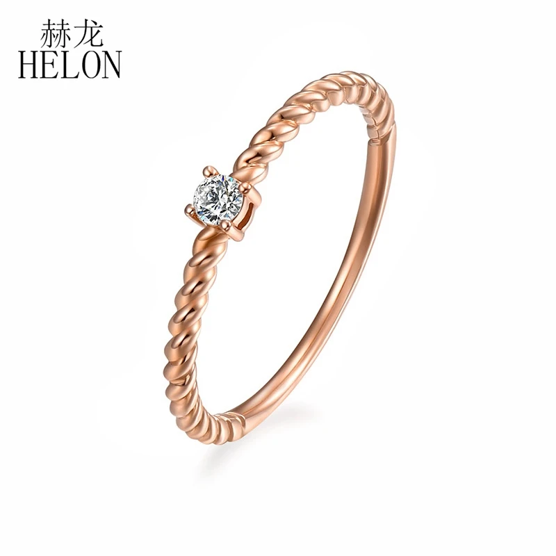 

HELON Solid 14k 10K Rose Gold VVS/DEF 100% Genuine Moissanite Diamond Engagement Ring Women Wedding Fine Jewelry Moissanite Ring