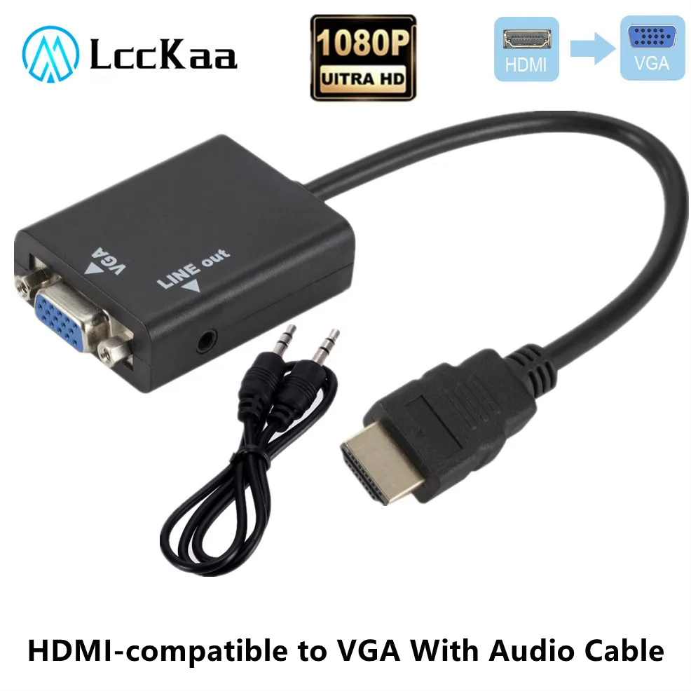

HDMI-compatible to VGA Male to Female Digital Analog Video Audio Adapter Cable 1080P HDMI to VGA For PS3 PC TV Display Projector
