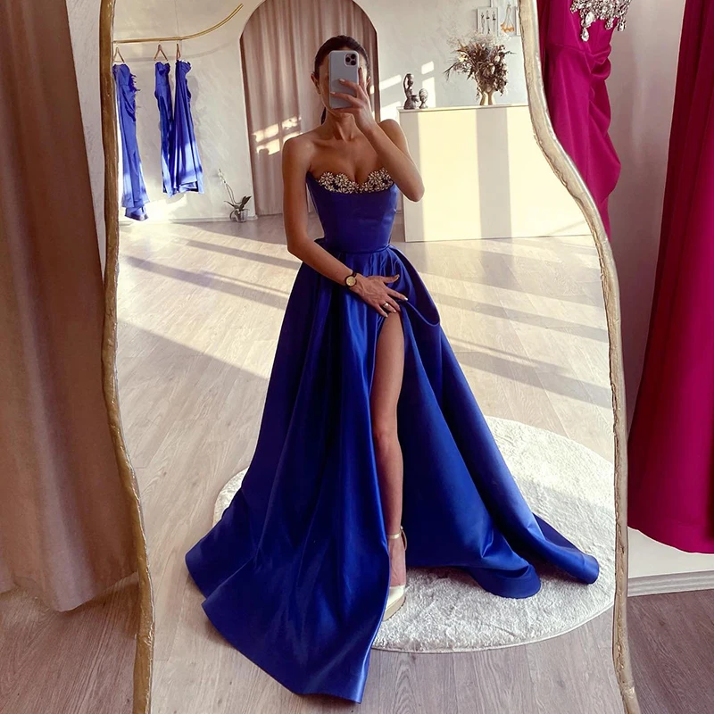 

Eightree Sexy A-Line Prom Evening Dresses Formal Beadings Party Dress Saudi Arabia Dubai Cocktail Night Prom Gowns Custom Size
