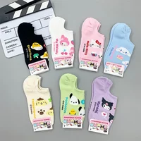 1Pair Anime Sanrio Cotton Boat Socks Hello Kitty Kuromi Melody Cinnamoroll Thin Summer Comfortable Sweat-Absorbing Sock For Girl 1