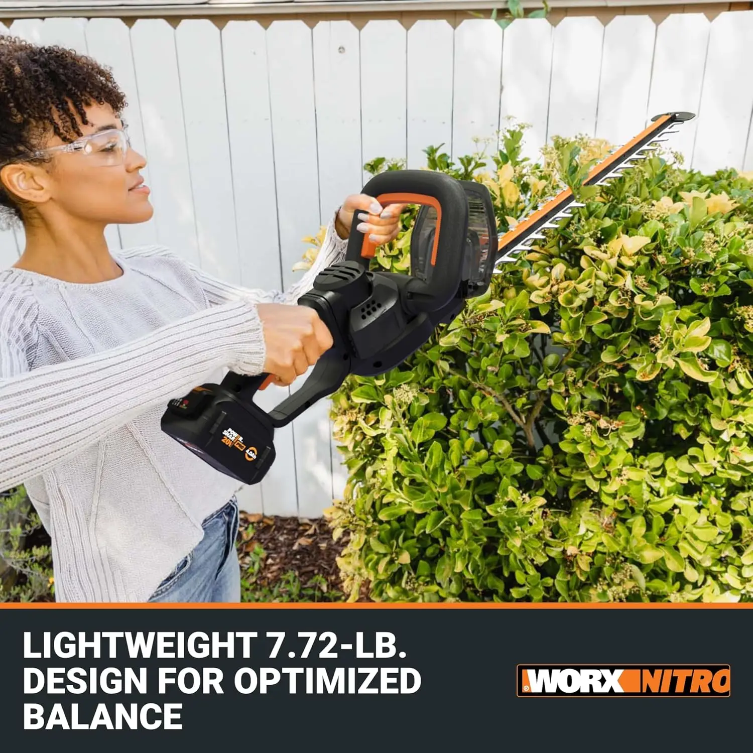 Nitro 20V 22" Hedge Trimmer Cordless, Lightweight Cordless Hedge Trimmer with Dual-Action Blades 3400 SPM, Brushless Power