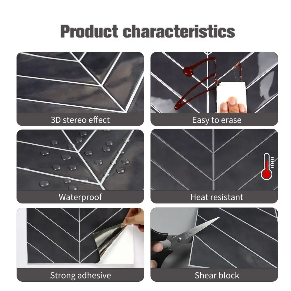 Durable Self-adhesive Peel and Stick Backsplash 11.4" x 9" Waterproof Wall Tile 3D Oil Proof Stick Tile for Kitchen Bathroom
