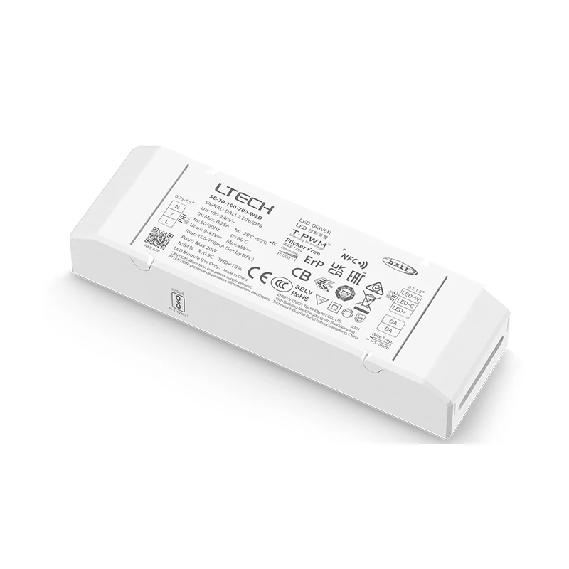 DALI-2 조정 가능한 백색 LED 드라이버, LTECH 조광 조명 변압기, 12W, 100-500mA, 20W, 100-700mA, 30W, 200m-800mA, 40W, 300mA-1050mA