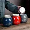 Creative Red Wave Ceramic Tea Caddy with Lid Sealed Moisture-proof Storage Container Coffee Bean Candy Jar Desktop Decoration 1