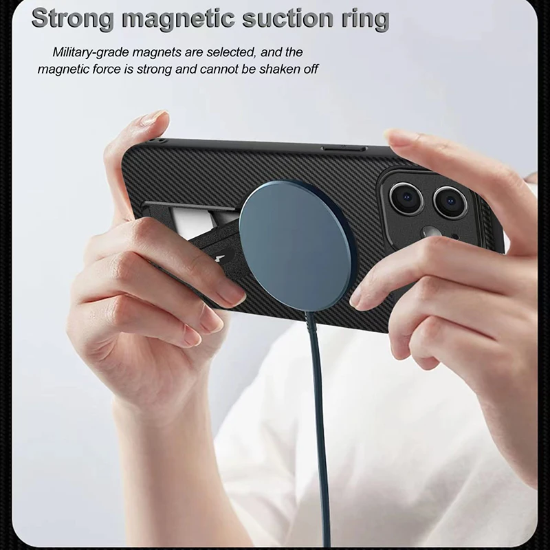 Sleek Wireless Charging Invisible Stand Phone Case - Anti-Drop & Shock-Absorbing Protection