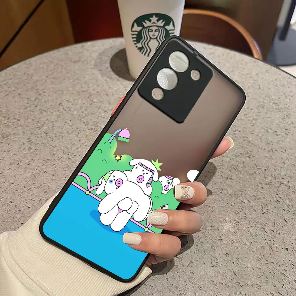thumbnail image 1 of Matte Case for infinix NOTE 12 G96 11 10 8I 8 7 SMART 4 SPARK 8 8P 6 PRO S5 Case Funda Coque Capa Shell White Pig Rabbit Cartoon, 1 of 5