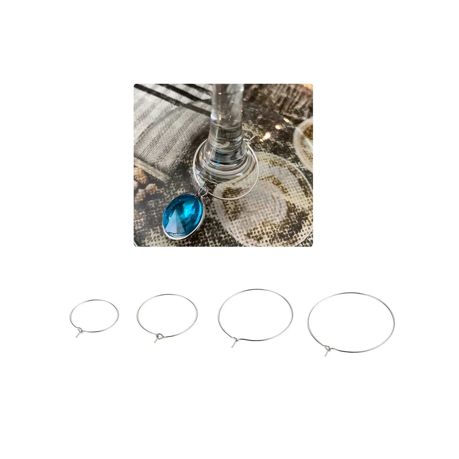 100pcs/lot Wine Glass Charm Rings Earring Hoops Metal Wire Hoops Earrings  Drink Markers Diy Party - Jewelry Findings & Components - AliExpress