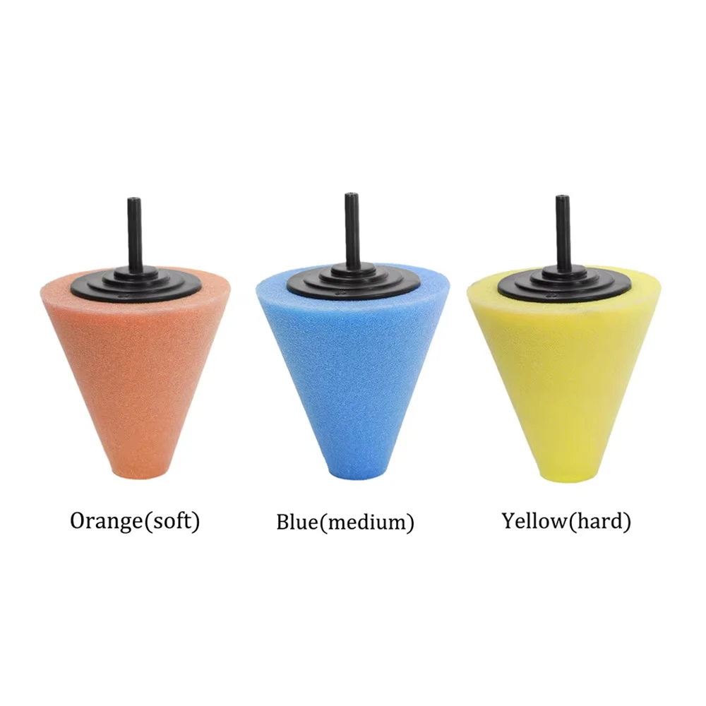 Car Polishing Sponge Polishing Sponge Set Auto Wheel Polishing Sponge Used for Electric Drill 3inch/ 4inch Burnishing Ball Polishing Cone Car Hub ing Sponge