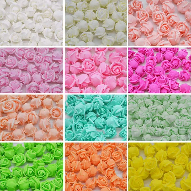 Artificial flowers 50/100/200Pcs 2cm mini foam rose for bear DIY craft gifts
