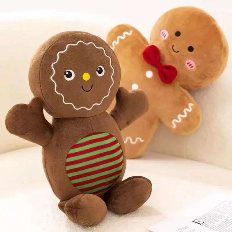 Gingerbread Man Plush Toy Christmas Tree Ornament Kids Birthday Gift Xmas Stocking Stuffer Soft Stuffed Animal Doll Home Decor