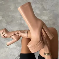 Woman Shoe 2023 New in Fashion Platform Boots Ladies High Quality Luxury Women Leather Boots Super High Heels Boots Women - Image 3