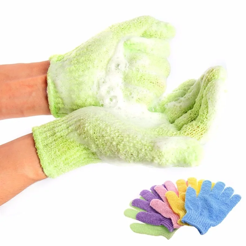 1 Pair Exfoliating Scrub Glove Body Scrub Peeling Bast Wisp Massage Moisturizing SPA Foam Sponge Skincare Washcloth Shower tool body scrub,body scrub glove