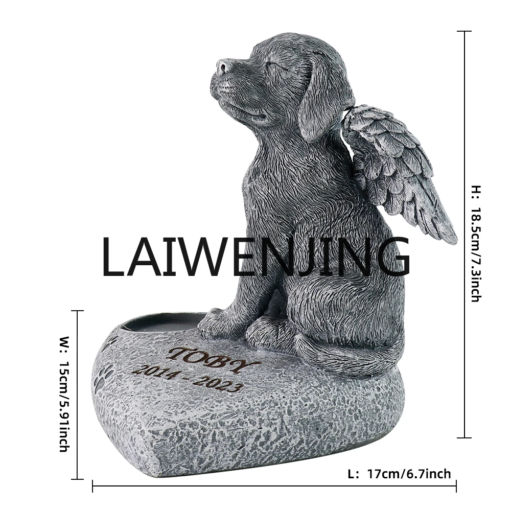 Dog Tombstone Pet Shape Angel Love Candlestick Lettering Monument Memorial Resin Decorations