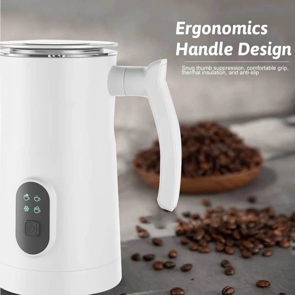 Electric Milk Frother Stainless Steel Hot Cold Milk Foamer 400W Non-Stick Interior 350ml Automatic Coffee Mixer for Cappuccino 6