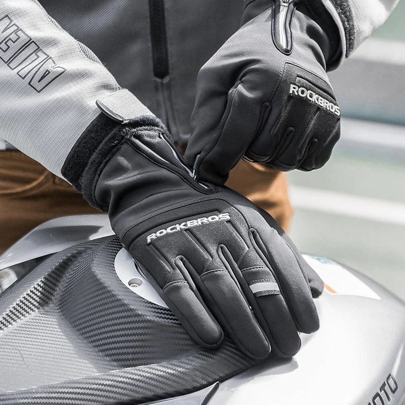 ROCKBROS Autumn Winter Gloves Touch Screen Bicycle Gloves Full Finger Keep Warm Gloves MTB Road Warm Long Wrist Cycling Gloves 6