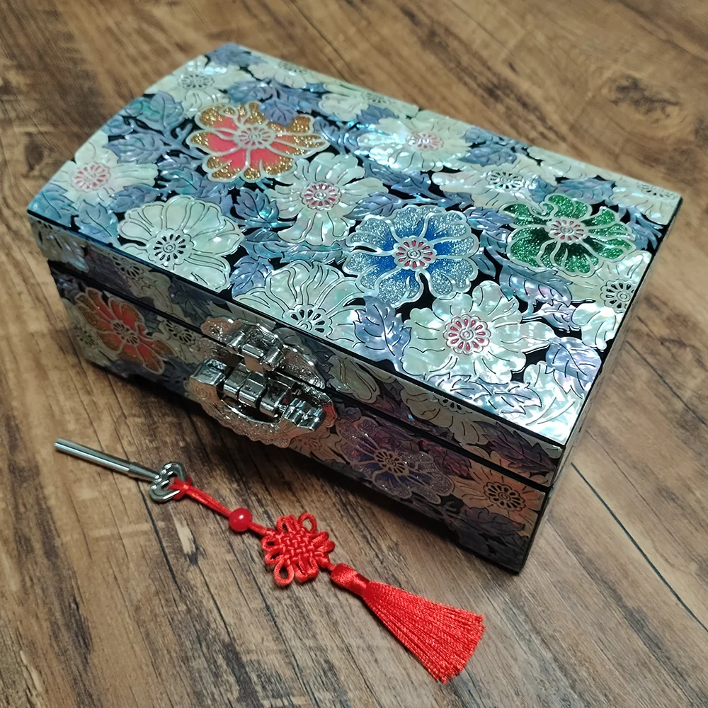 Mother of pearl jewelry boxes Wooden Box Accessory Organizer Handmade ...