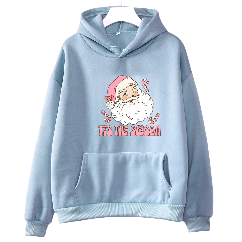 

Retro Vintage Pink Santa Claus Winter Women Hoodie Cute Sweatwear Long-sleeved Couple Soft Merry Christmas Aesthetic Hoodie