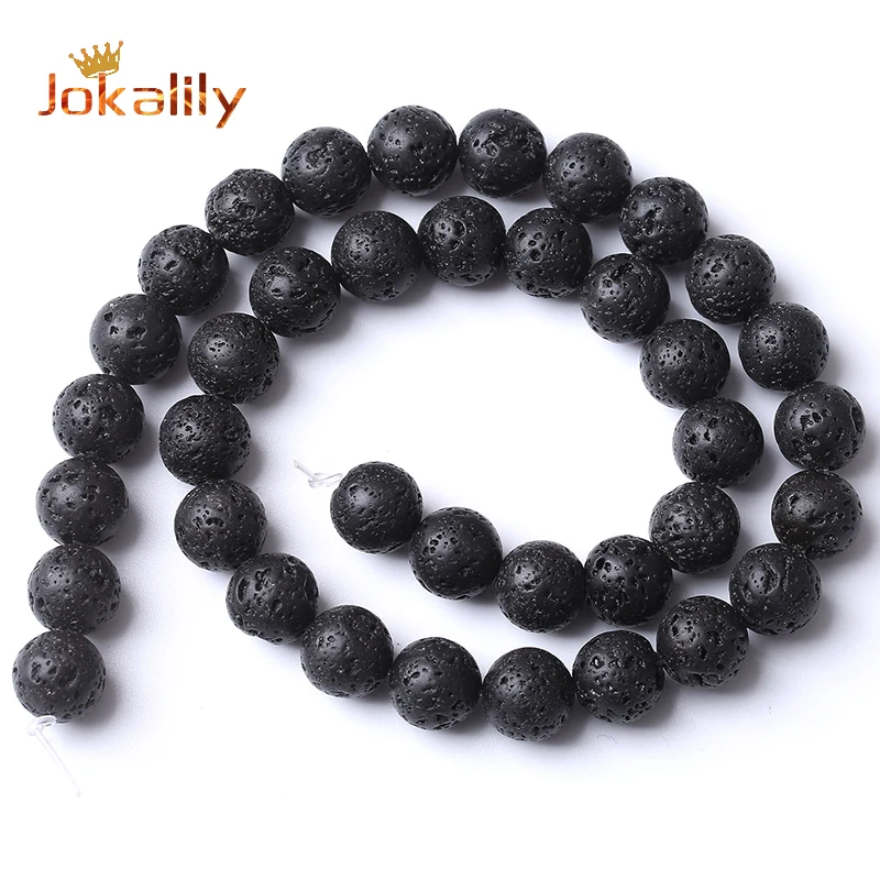 100% Natural Volcanic Lava Stone Beads For Jewelry Making Round Loose Spacers Beads DIY Bracelets Necklaces 4 6 8 10 12 14mm 15