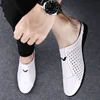 Fashion Mens Half Loafers Genuine Leather Baotou Leather Sandals Hollow Out Breathable Mules Man Outdoor Lightweight Half Shoes 4