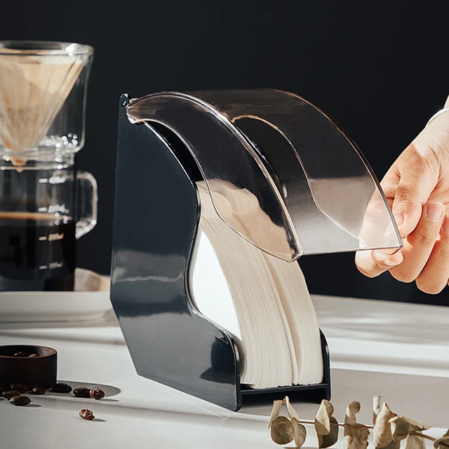 Kúp Kávé Szűrő Papír Adagoló Doboz Műanyag Kéz Csepegtető Tároló Porálló Szűrőpapír Tartály Tartó - Image 5