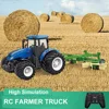 RC Truck Farm Tractor with 2 Rechargeable Batteries 1/24 High Simulation Construction Vehicle with Dual Rotary Swath Windrower 2