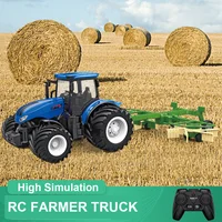 RC Truck Farm Tractor with 2 Rechargeable Batteries 1/24 High Simulation Construction Vehicle with Dual Rotary Swath Windrower 2