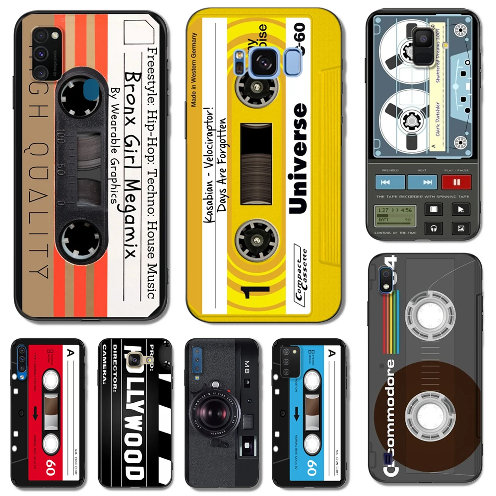 Custodia In Tpu Nero Per Samsung Galaxy J1Mini J3 J5 J7 2015 2016 2017 Prime Neo Old Cassette Tape