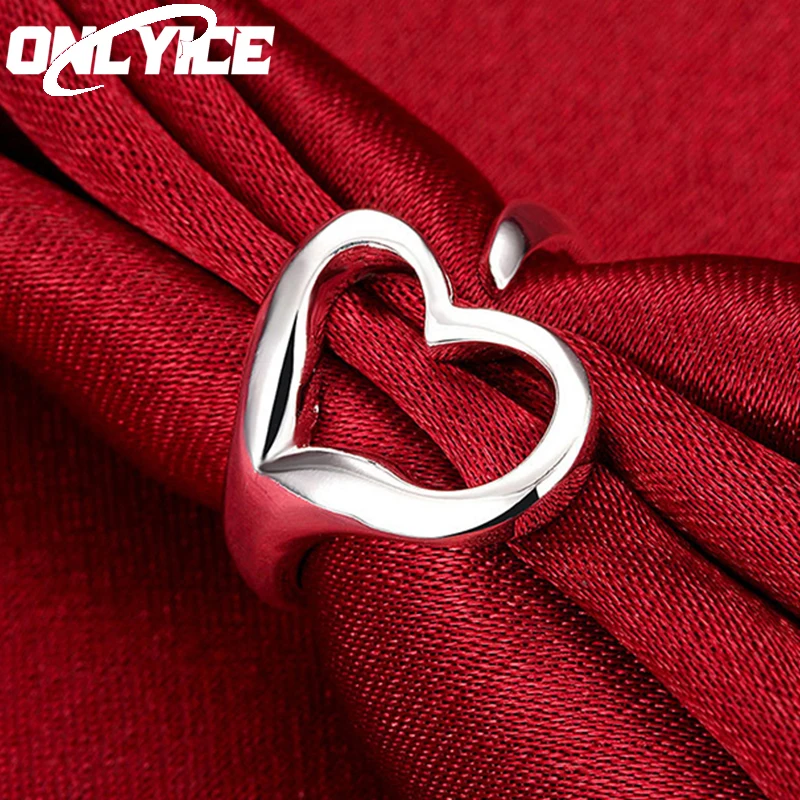 

925 Sterling Silver Heart Opening Ring For Woman Man Wedding Engagement Party Fashion Jewelry
