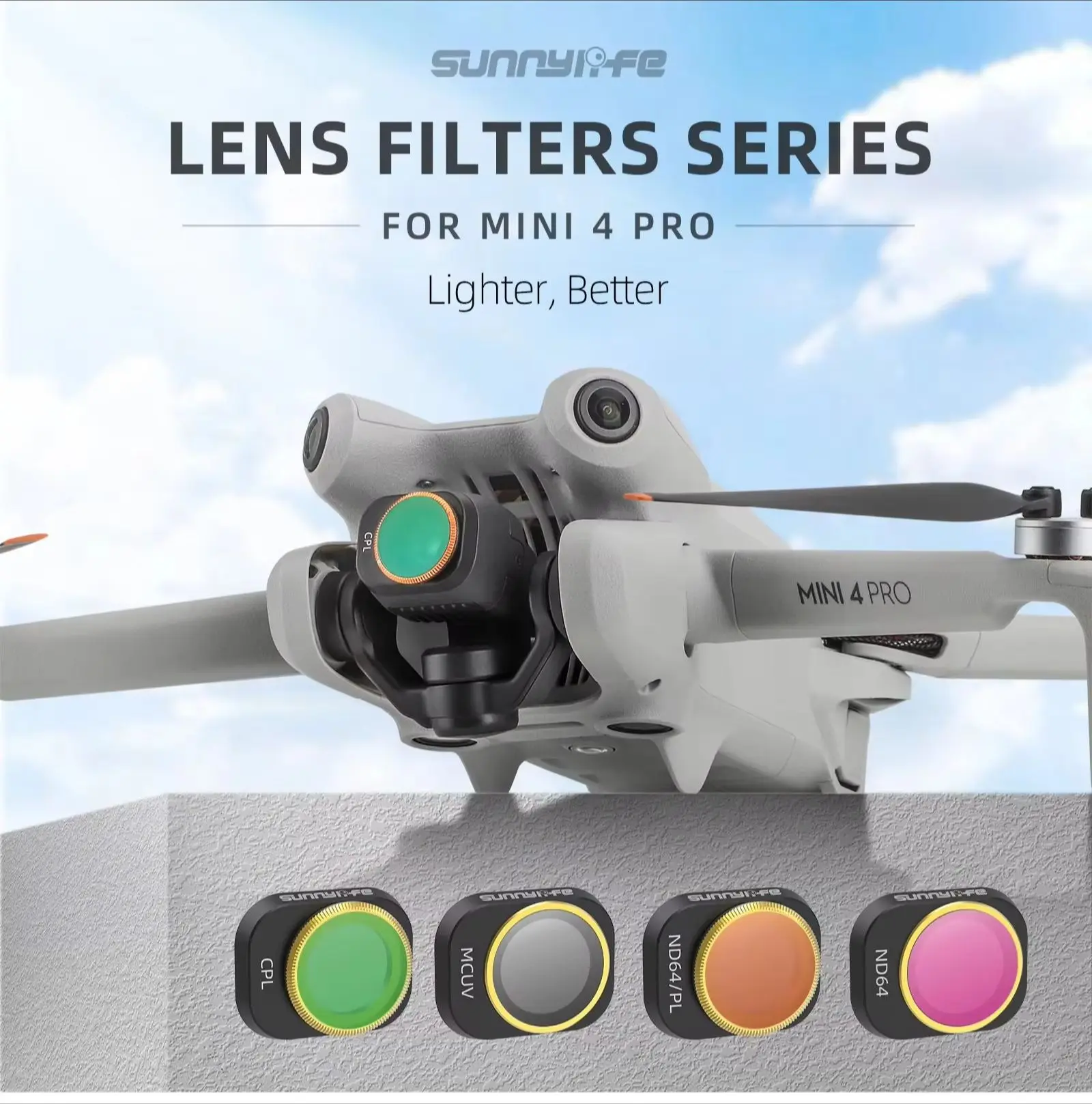 Filtres ND pour DJI Drone - Lot de 4 Filtres UV/CPL/ND8/ND16/ND32/ND64