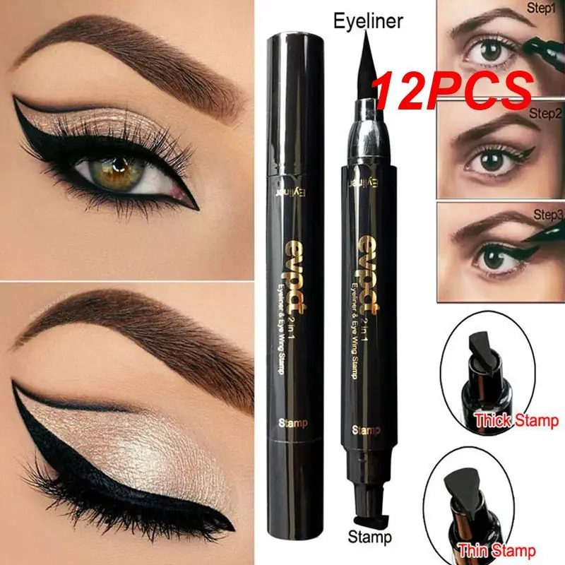 

12PCS In1 Liquid Eyeliner Eye Wing Starry Liquid Eyeliner Pencil Longlast Triangle Seal Eye Liner Waterproof Quick Cosmetics